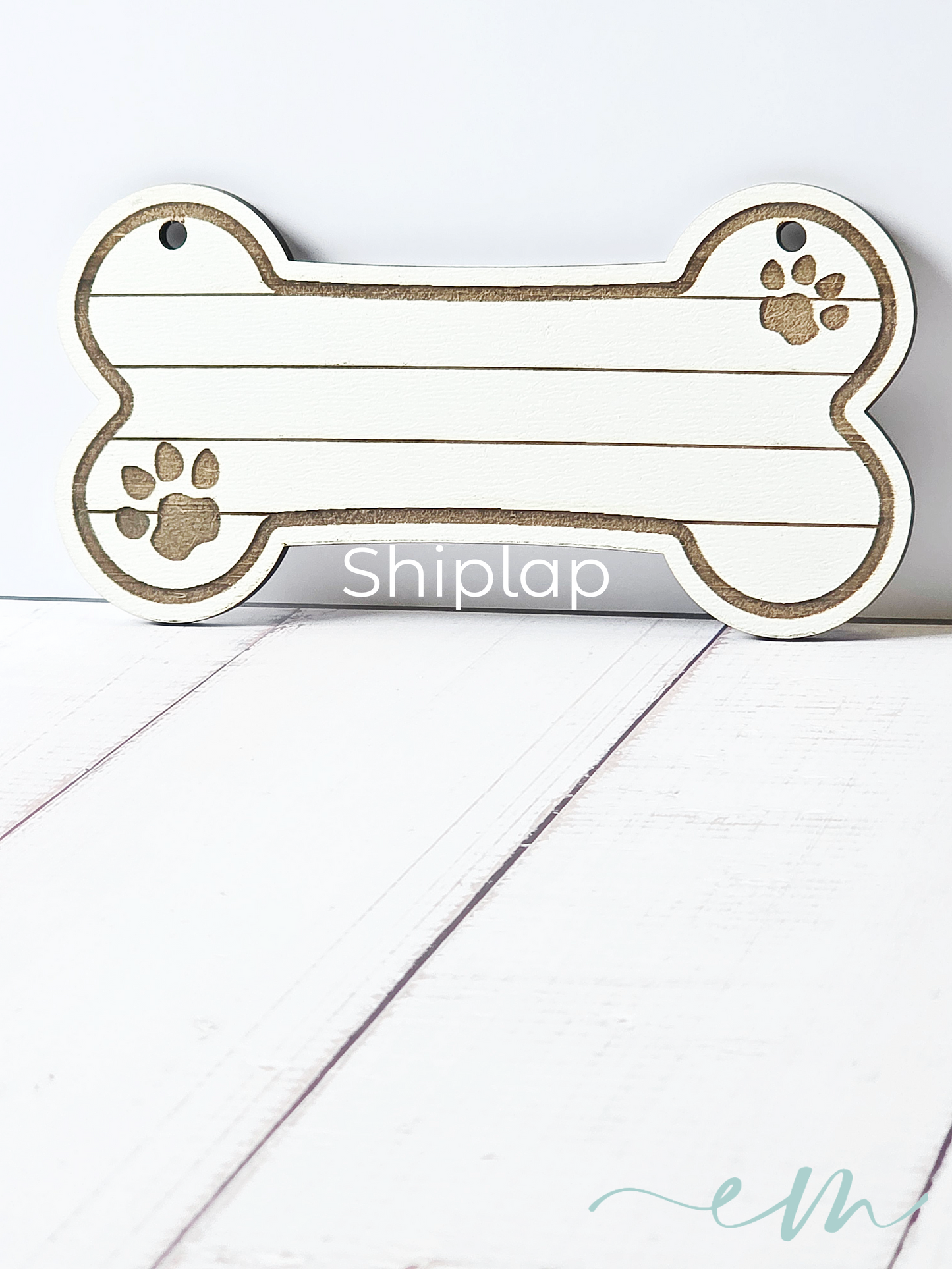 Personalized White Wood Dog Bone Nameplate