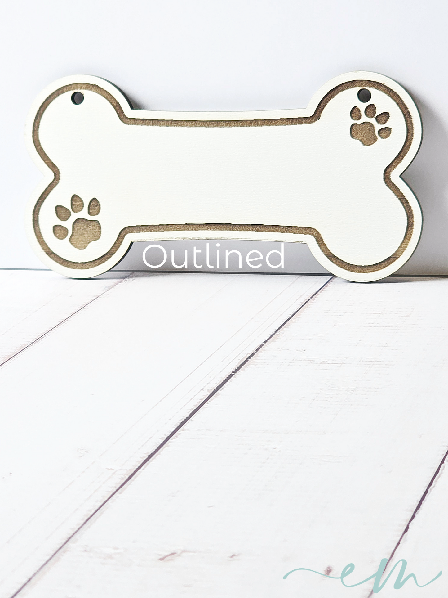 Personalized White Wood Dog Bone Nameplate