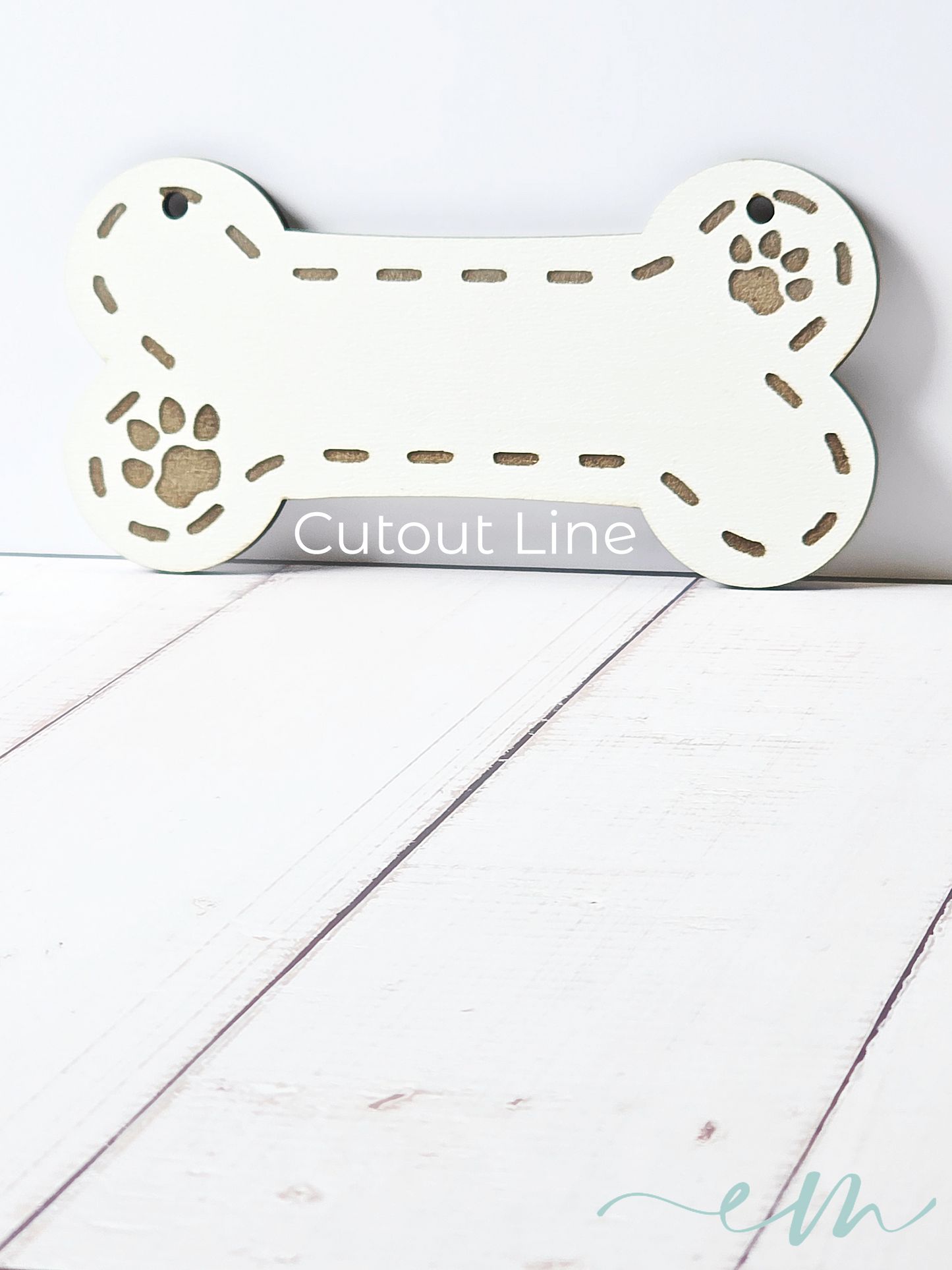 Personalized White Wood Dog Bone Nameplate