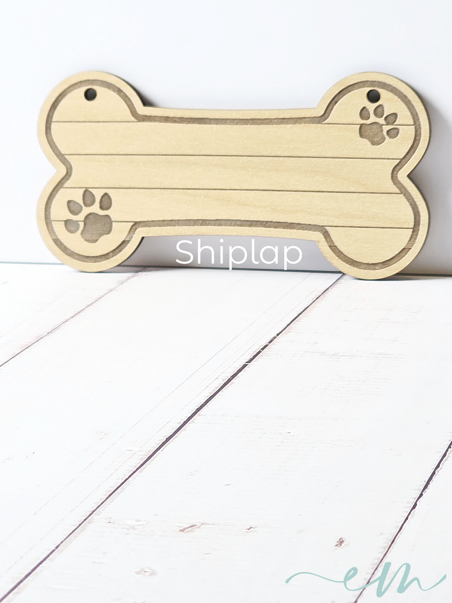 Personalized Oak Wood Dog Bone Nameplate