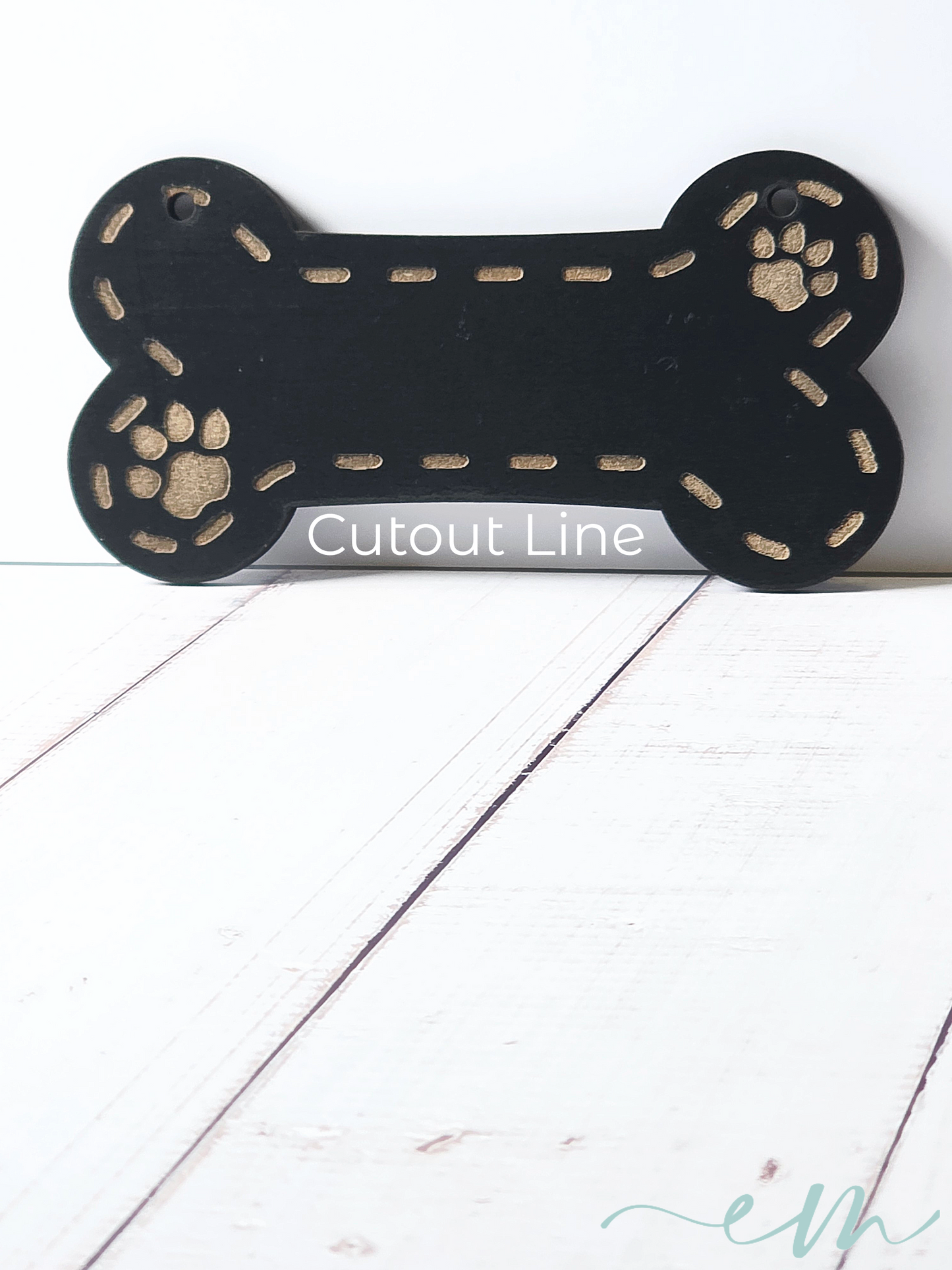 Personalized Black Wood Dog Bone Nameplate