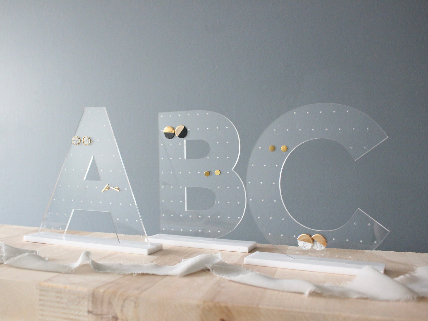 Personalized Alphabet Letter Shaped Acrylic Earring Holder Stand