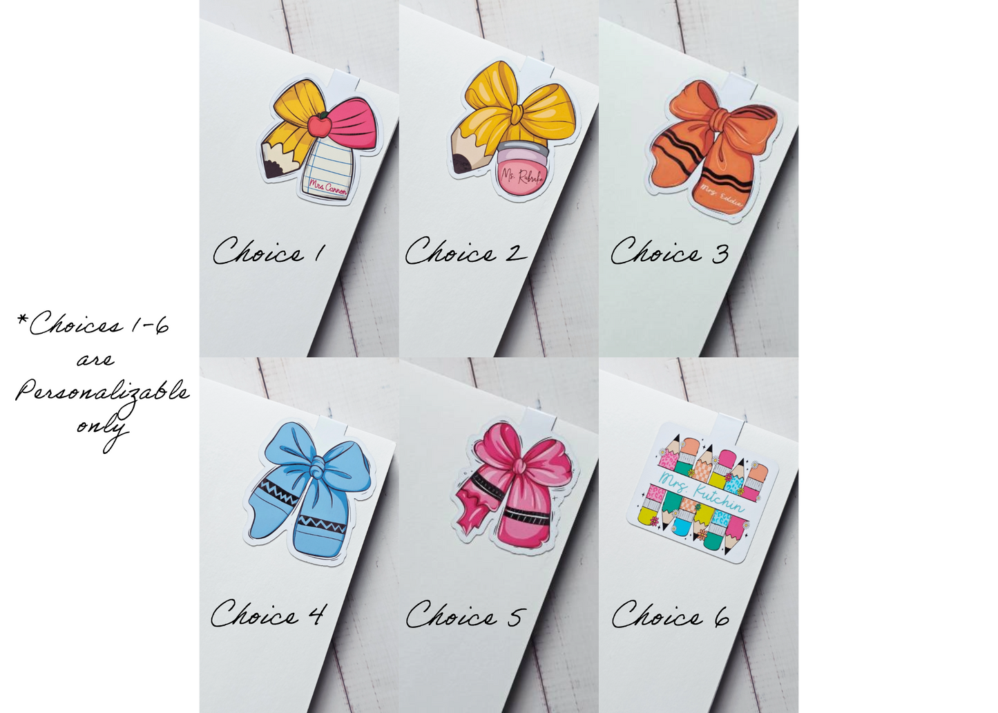 Teacher Theme Magnetic Bookmarks (Choose Your Own Set of 3 – Some Designs Personalizable)