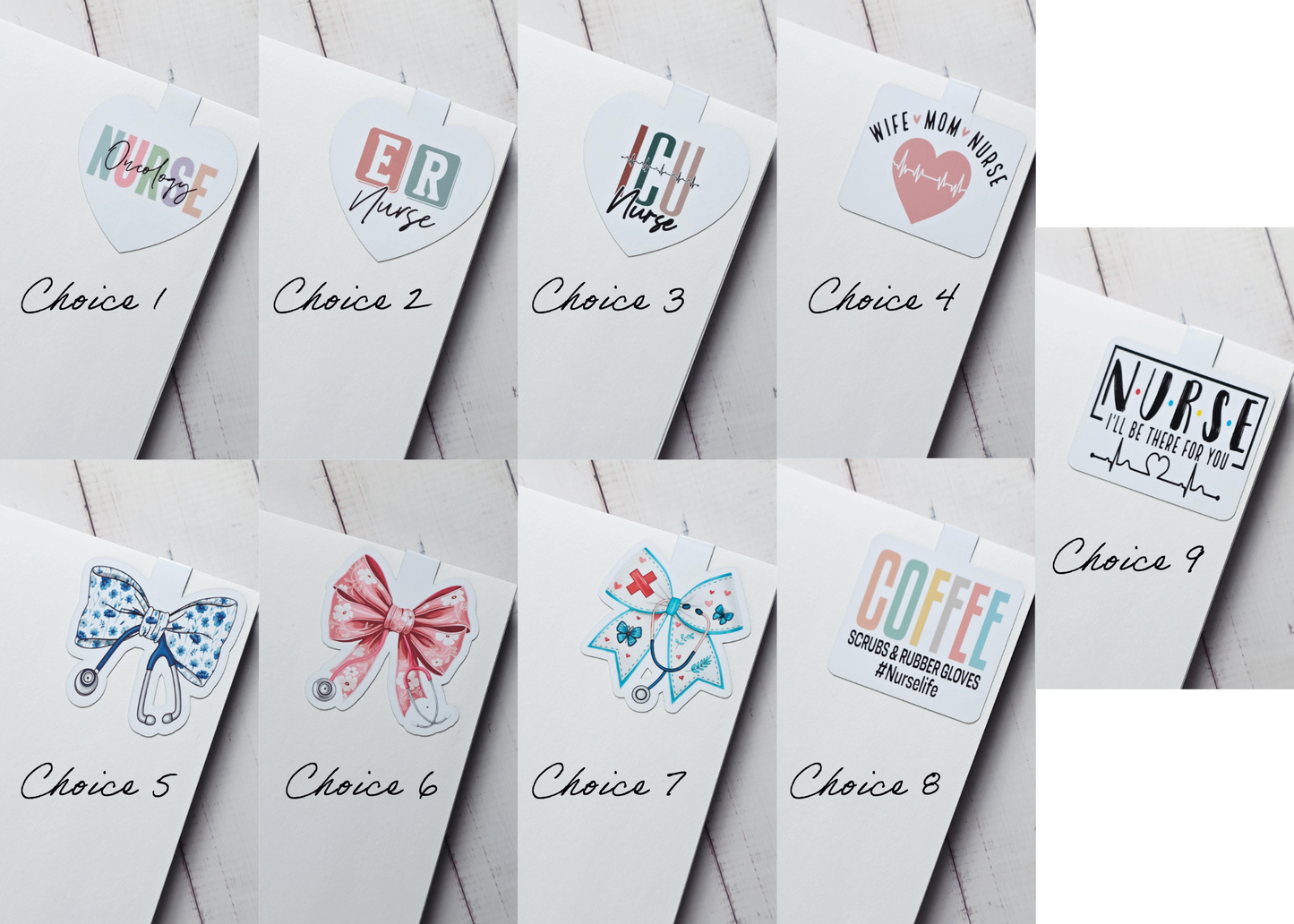 Nurse Theme Magnetic Bookmarks (Choose Your Own Set of 3)
