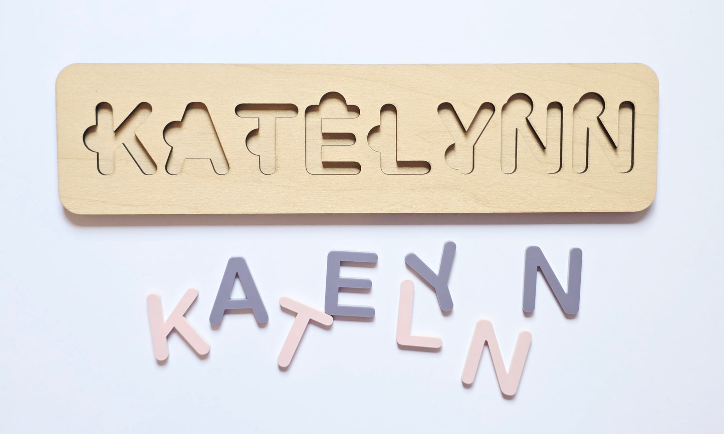 Personalized Kids Name Puzzle – Custom Wooden Base with Acrylic Letters