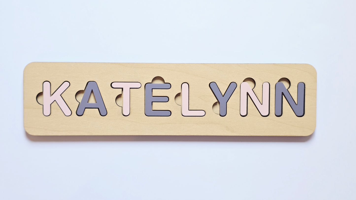 Personalized Kids Name Puzzle – Custom Wooden Base with Acrylic Letters