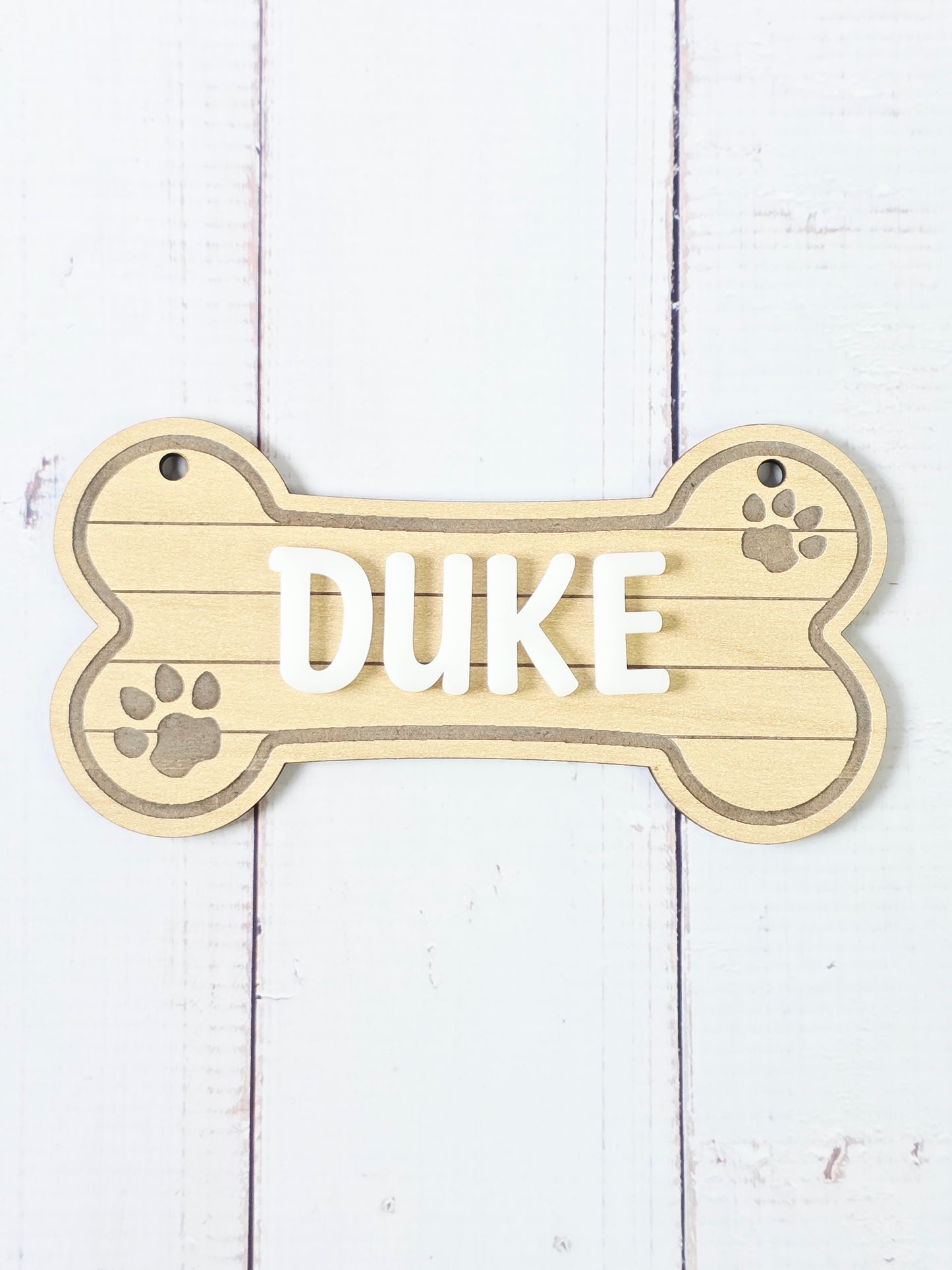 Dog Bone-Shaped Wooden Nameplate TruFlat® Maple