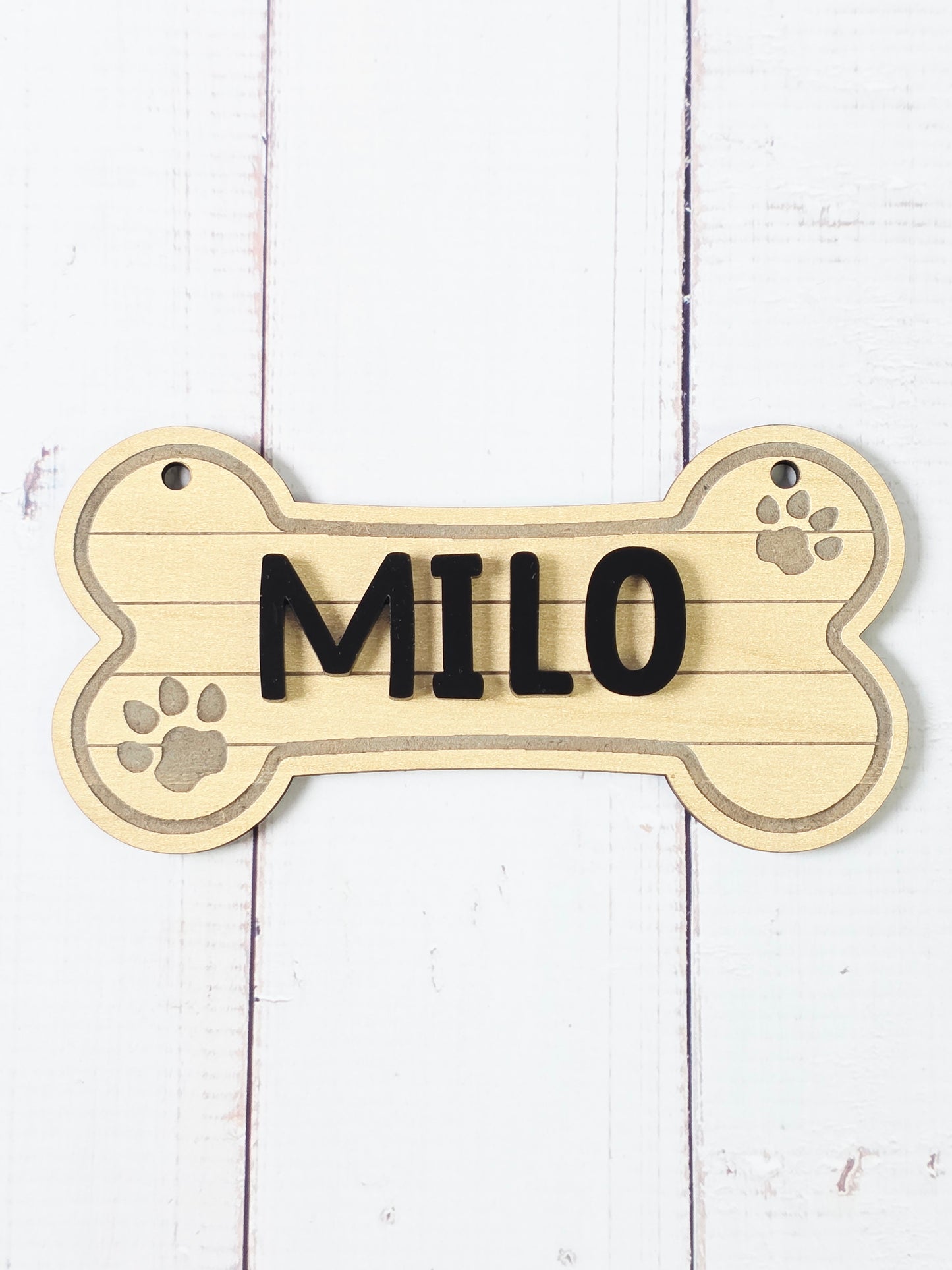 Dog Bone-Shaped Wooden Nameplate TruFlat® Maple