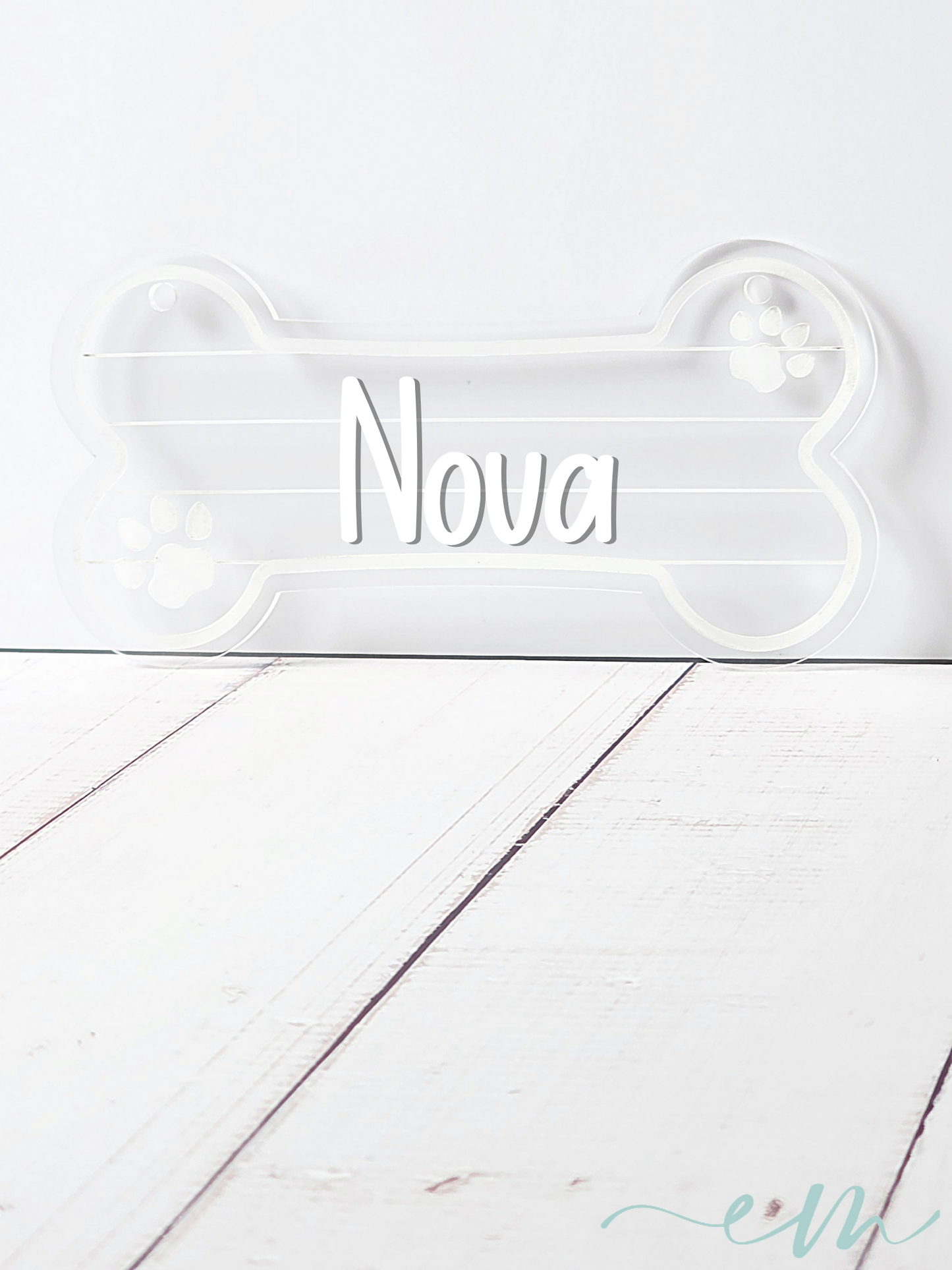 Personalized Clear Acrylic Dog Bone Nameplate