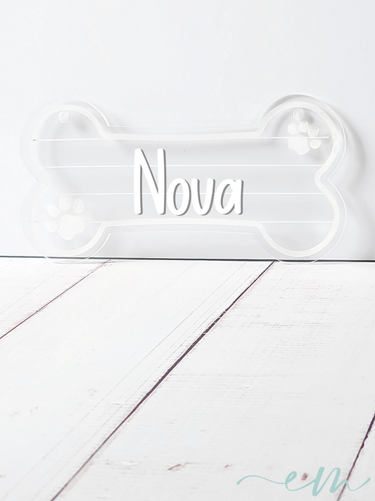 Personalized Clear Acrylic Dog Bone Nameplate
