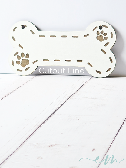 Personalized White Wood Dog Bone Nameplate