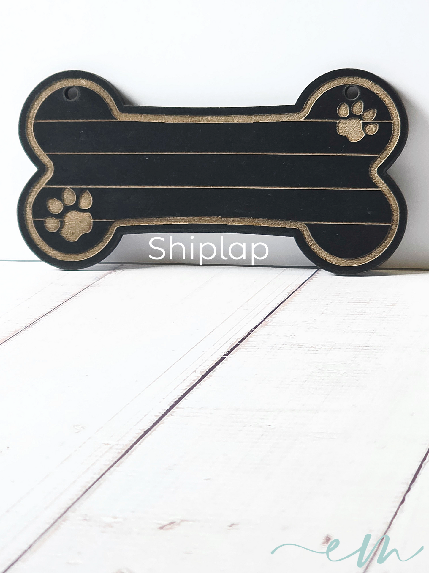 Personalized Black Wood Dog Bone Nameplate