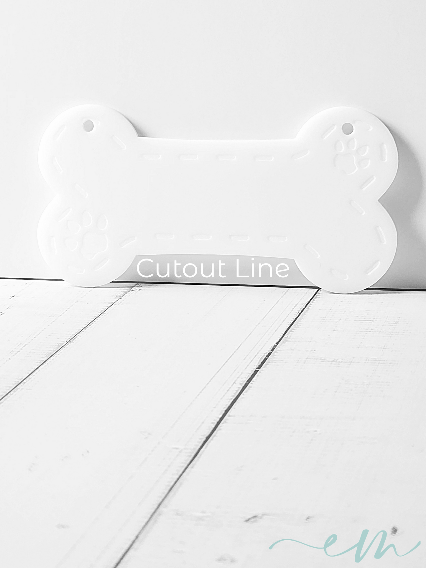 Personalized White Acrylic Dog Bone Nameplate