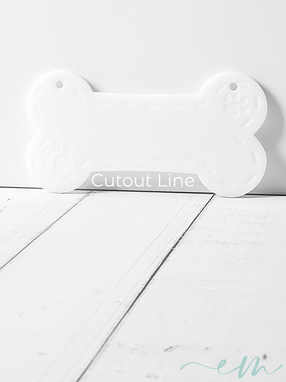 Personalized White Acrylic Dog Bone Nameplate