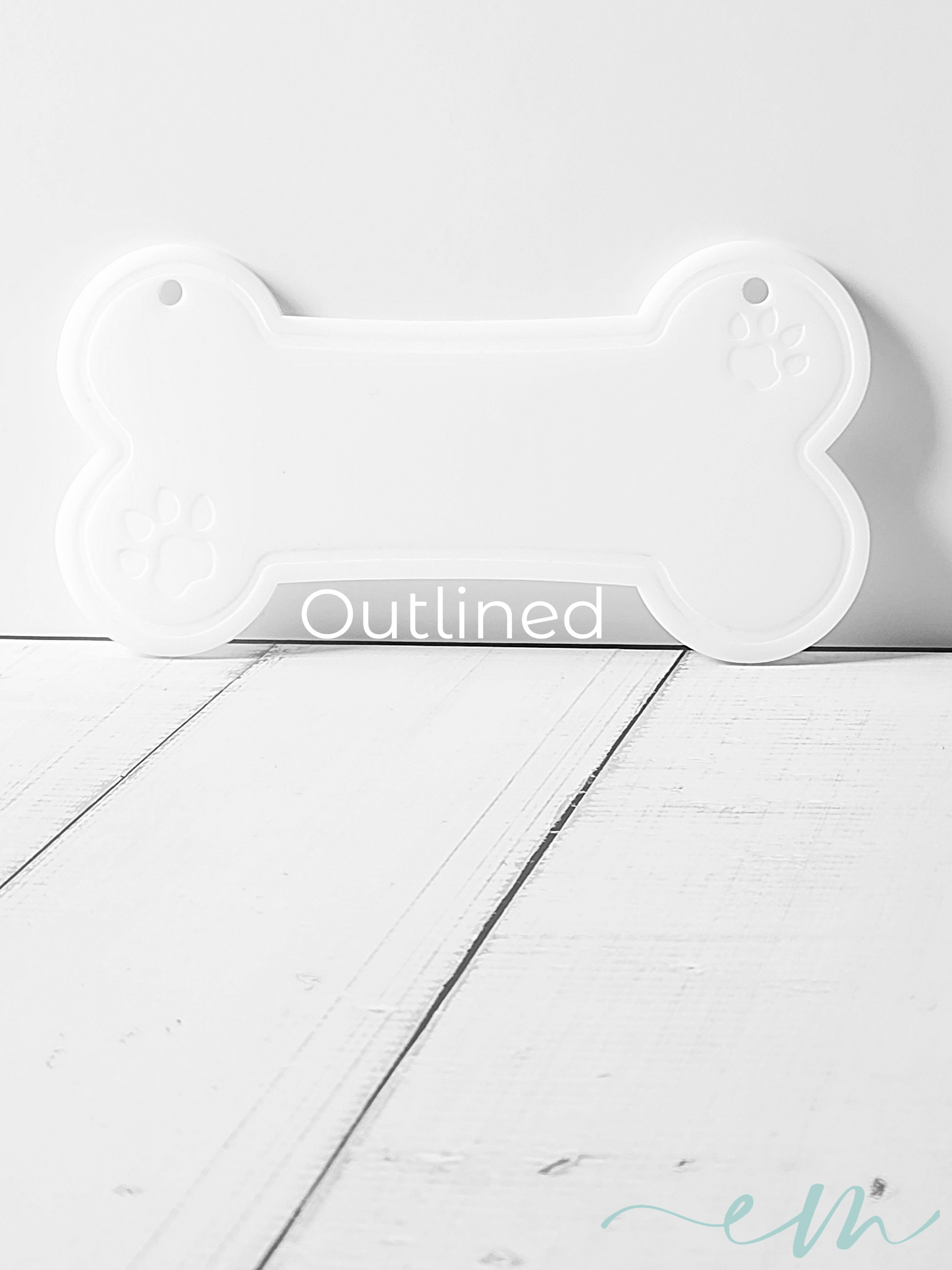 Personalized White Acrylic Dog Bone Nameplate