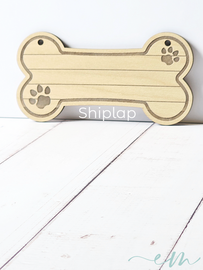 Personalized Oak Wood Dog Bone Nameplate