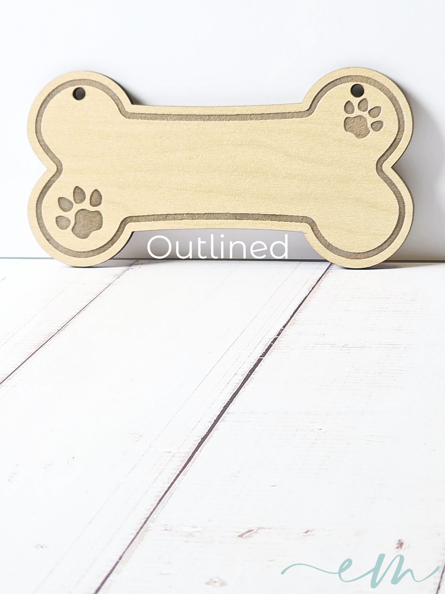 Personalized Oak Wood Dog Bone Nameplate