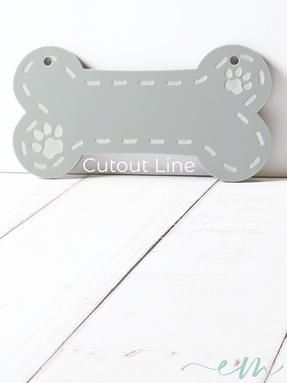Personalized Gray Acrylic Dog Bone Nameplate