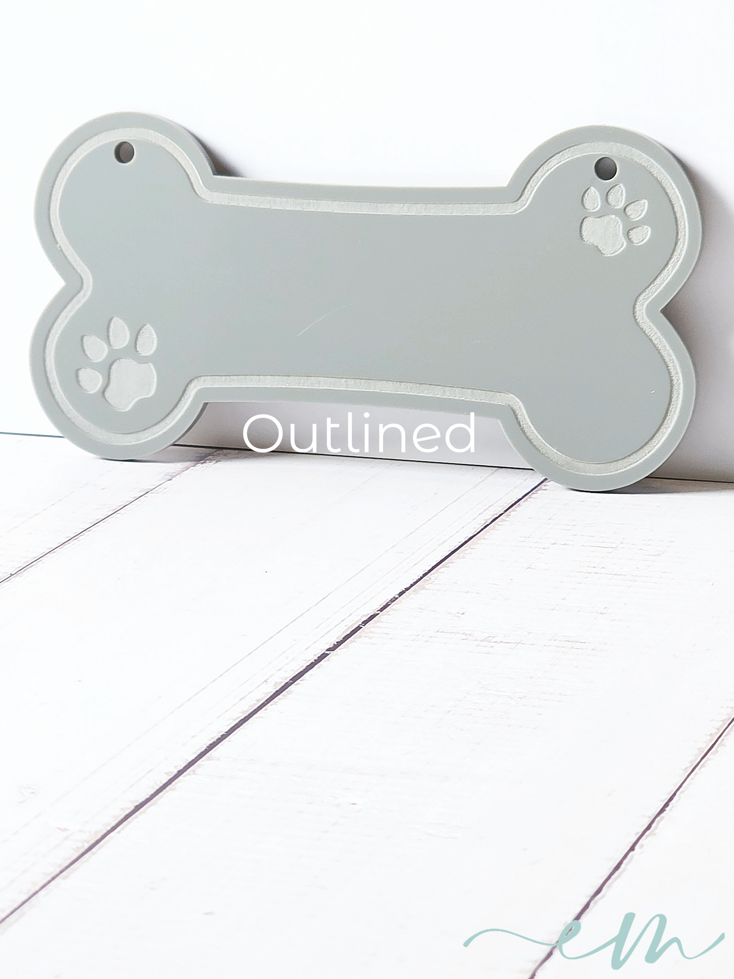 Personalized Gray Acrylic Dog Bone Nameplate