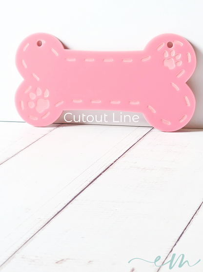 Personalized Pink Acrylic Dog Bone Nameplate