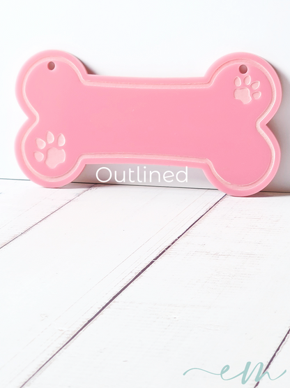 Personalized Pink Acrylic Dog Bone Nameplate