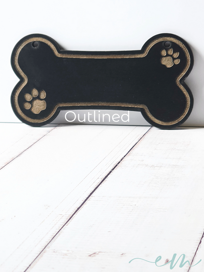 Personalized Black Wood Dog Bone Nameplate