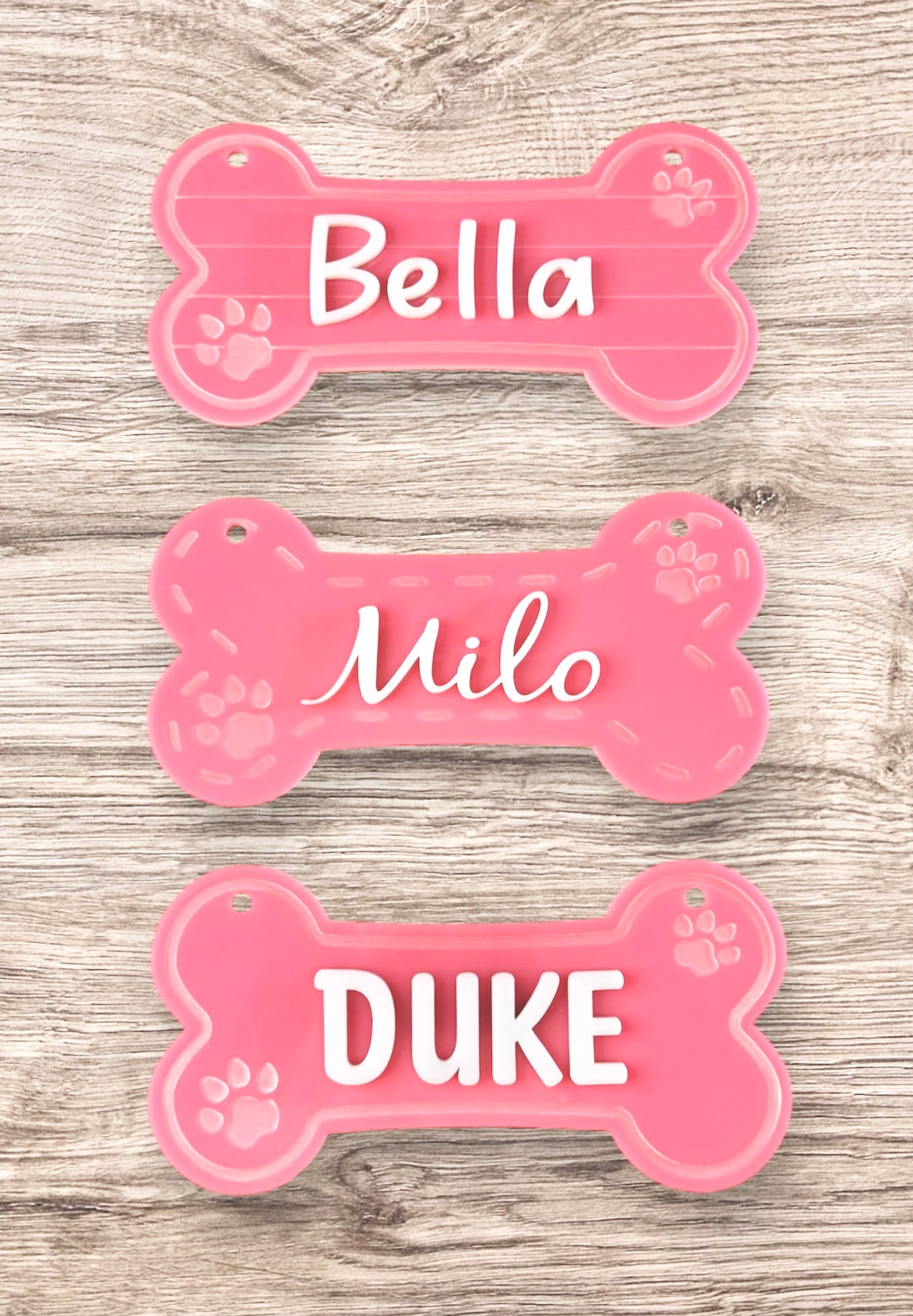 Dog Bone-Shaped Pink Acrylic Nameplate