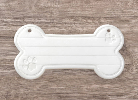 Dog Bone-Shaped White Acrylic Nameplate