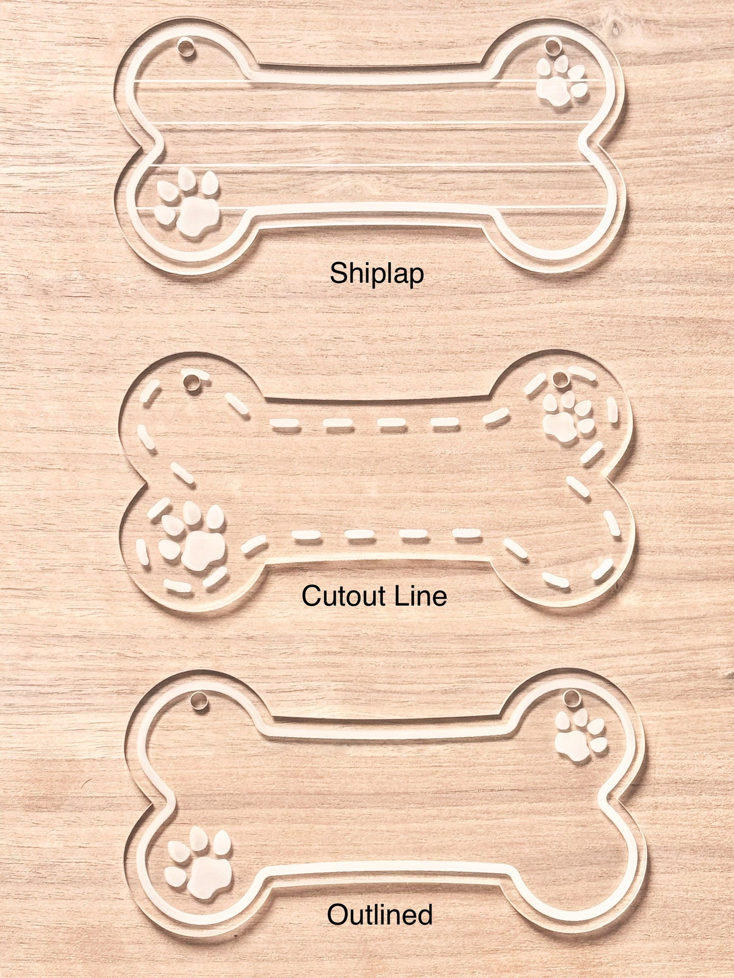 Dog Bone-Shaped Clear Acrylic Nameplate