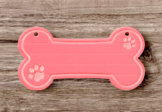 Dog Bone-Shaped Pink Acrylic Nameplate