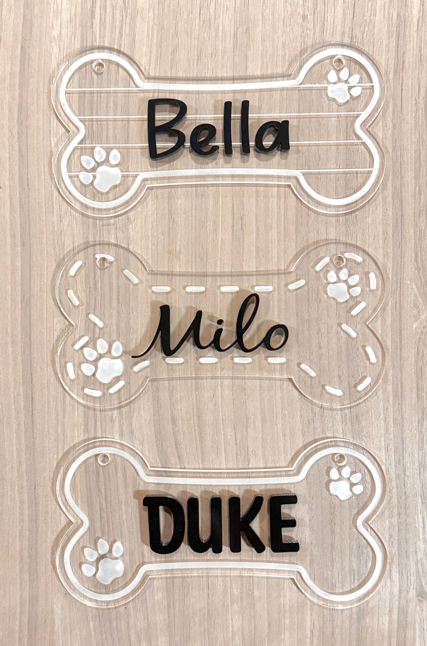 Dog Bone-Shaped Clear Acrylic Nameplate