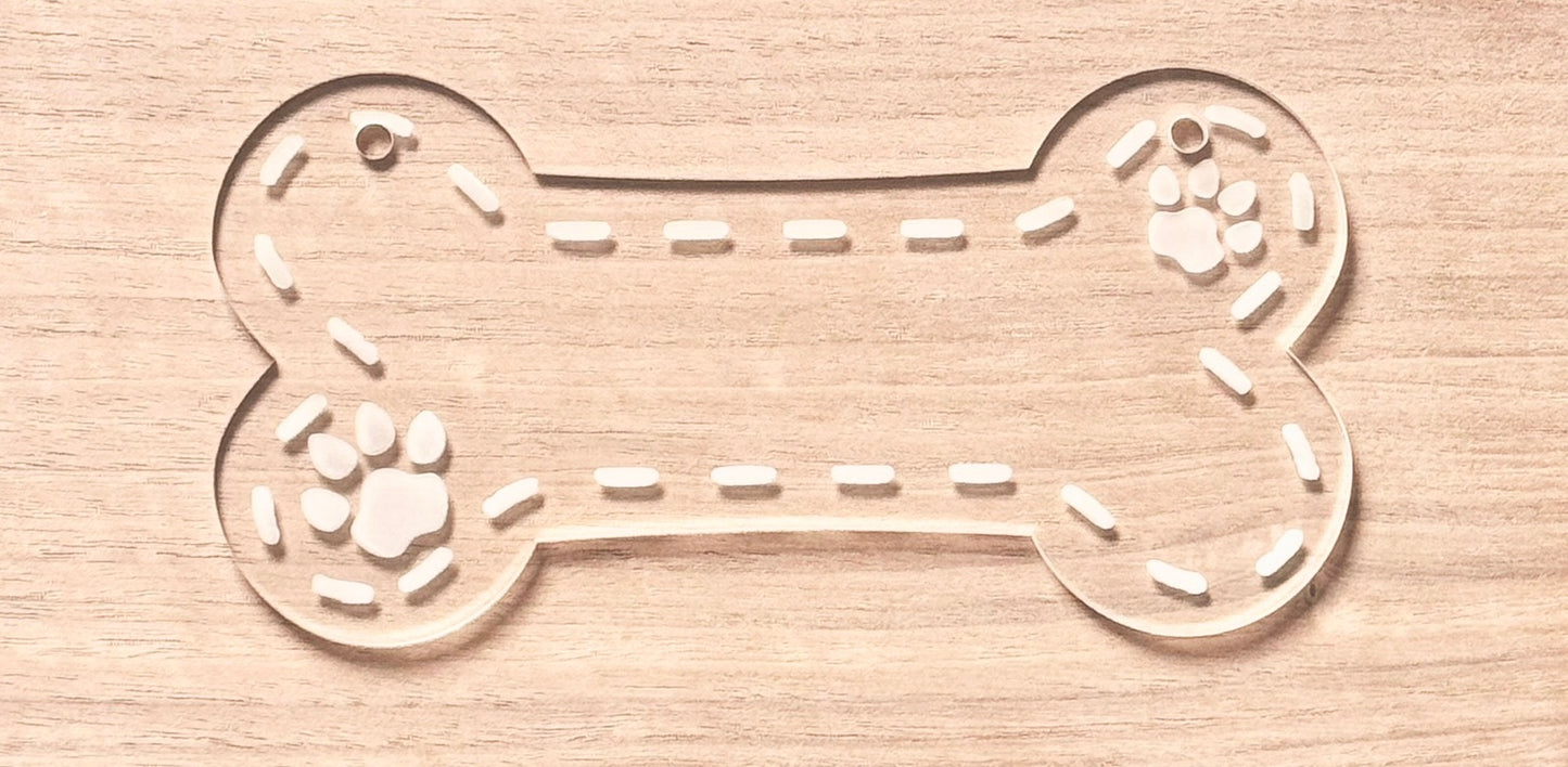 Dog Bone-Shaped Clear Acrylic Nameplate