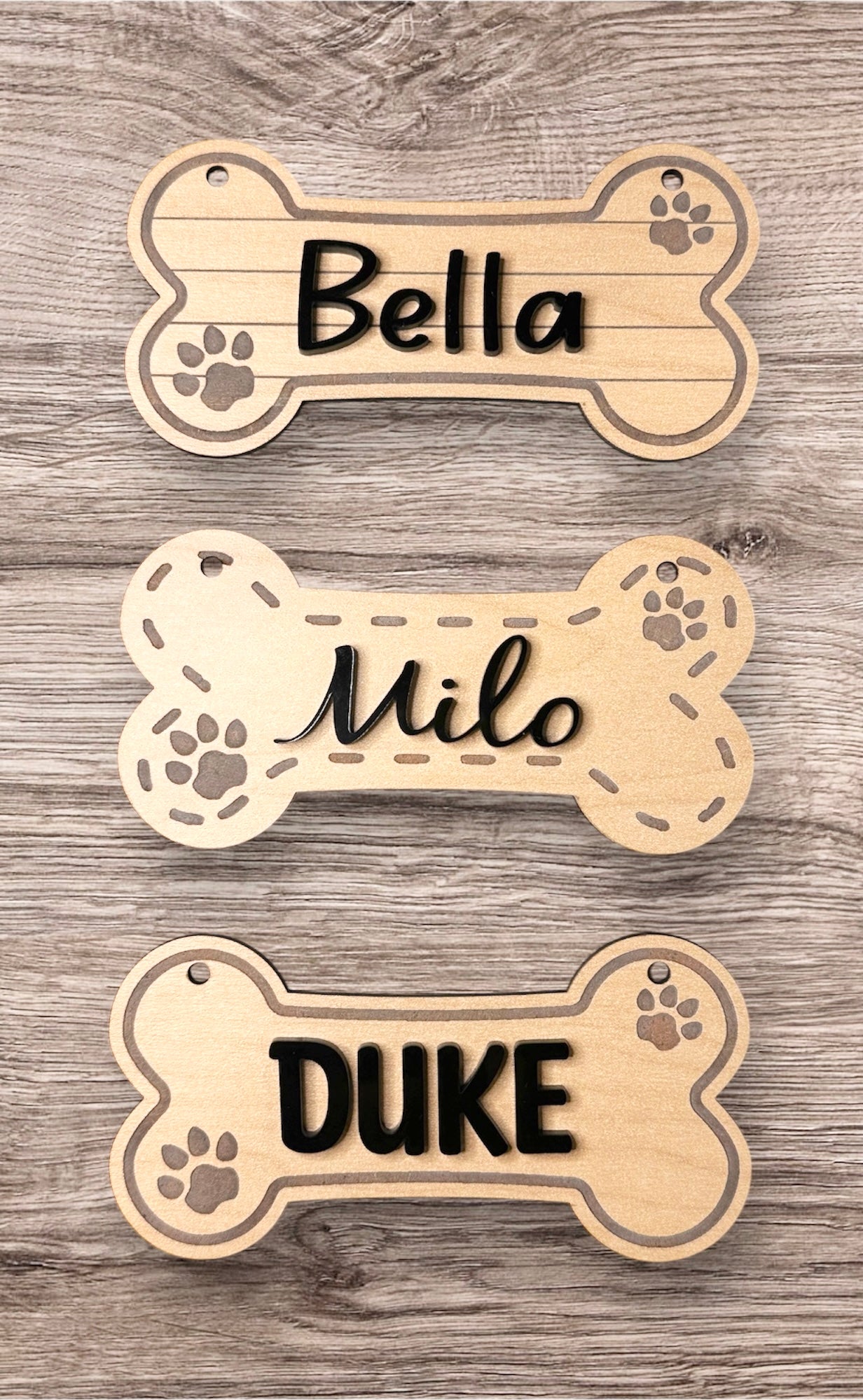 Dog Bone-Shaped Wooden Nameplate TruFlat® Maple