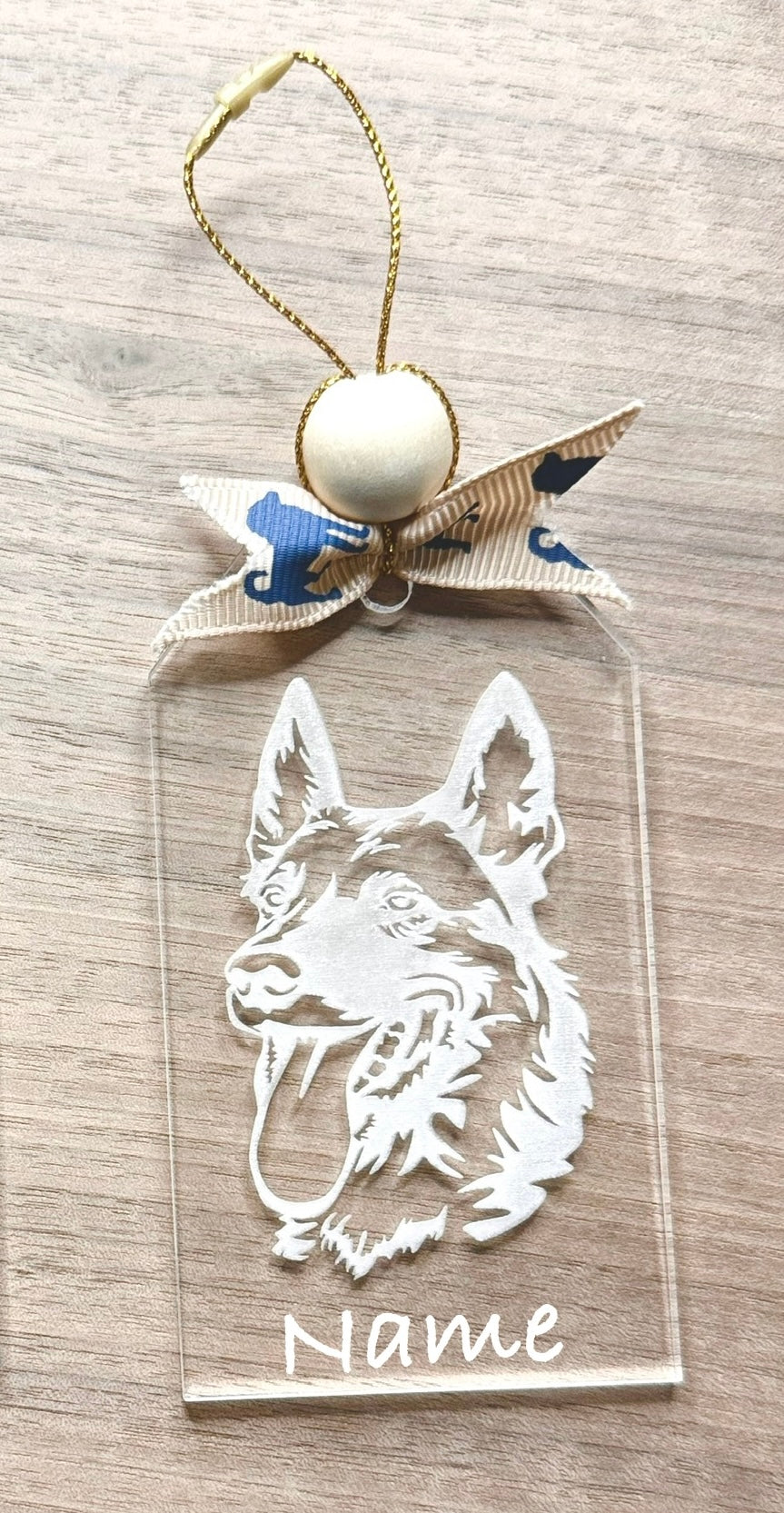 Engraved Dog Head Christmas Acrylic Tag