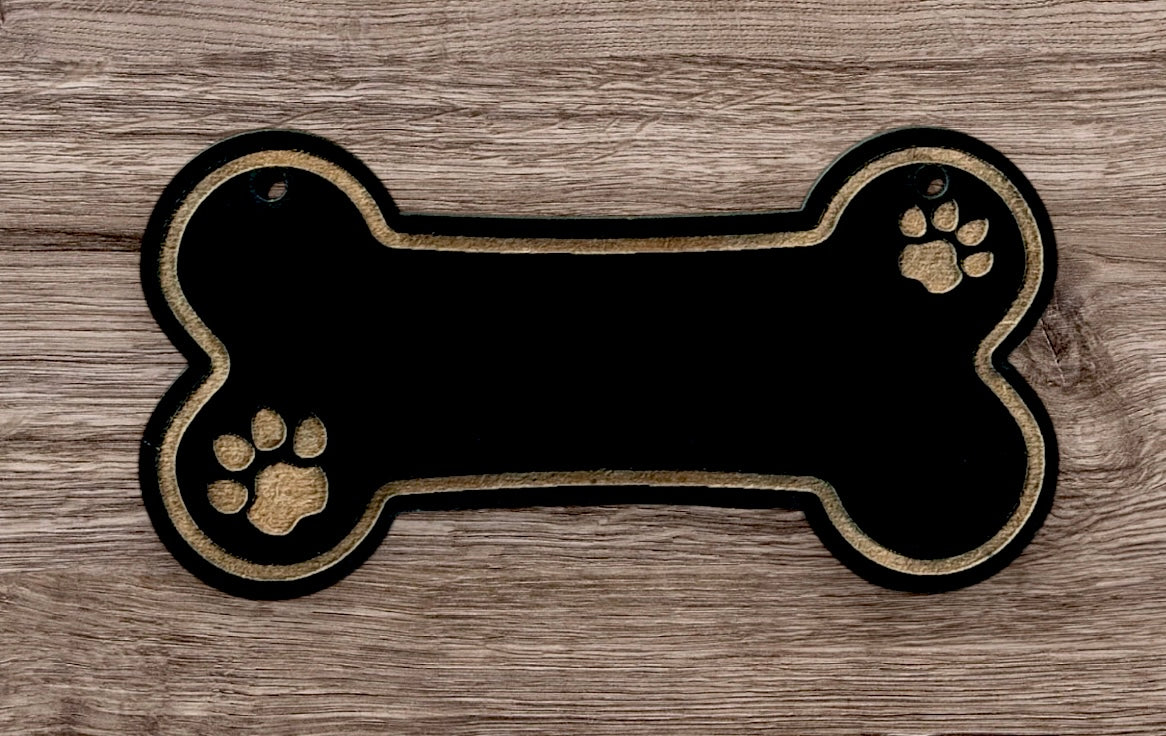 Dog Bone-Shaped Wooden Nameplate TruFlat® Black