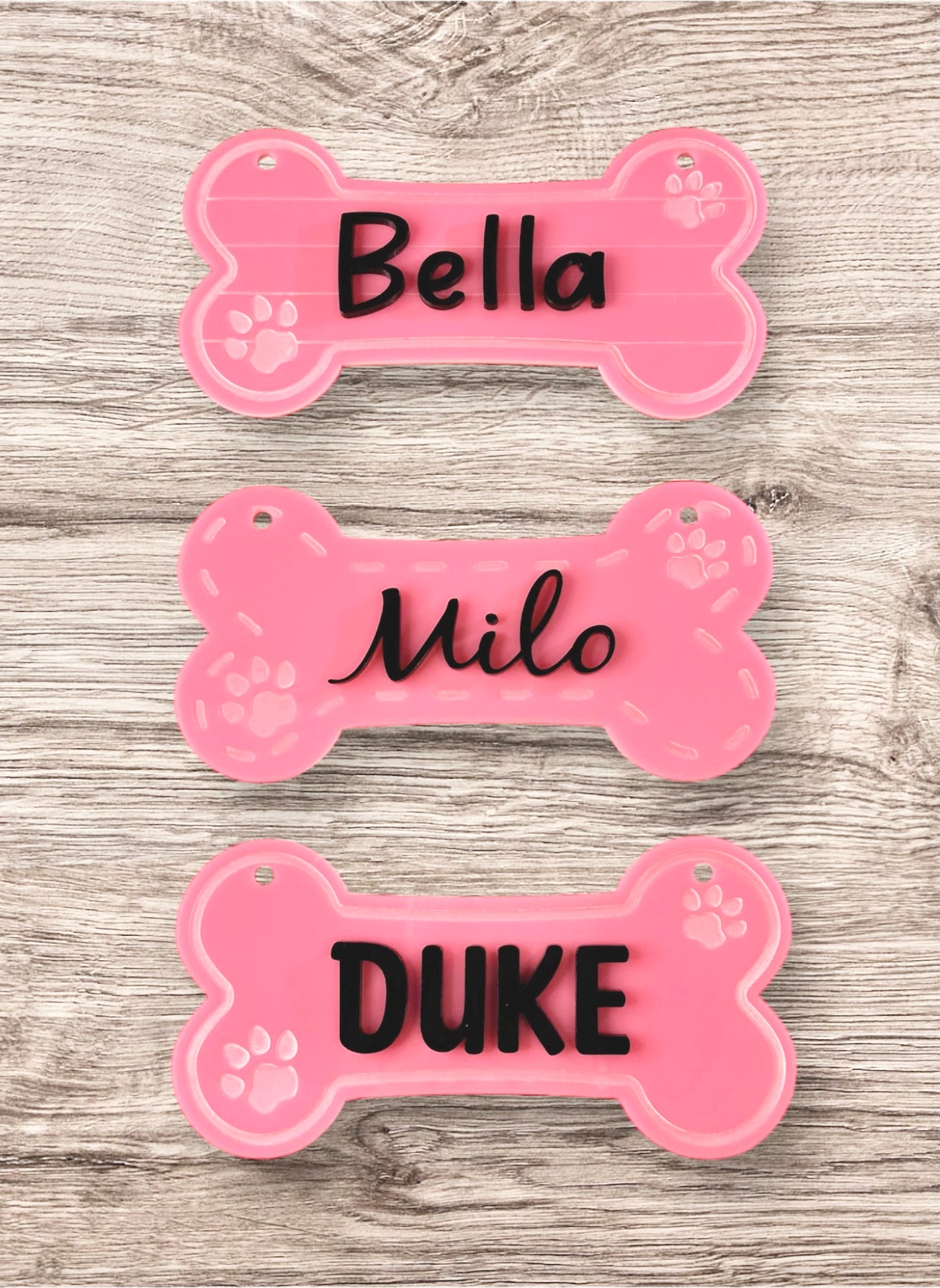 Dog Bone-Shaped Pink Acrylic Nameplate