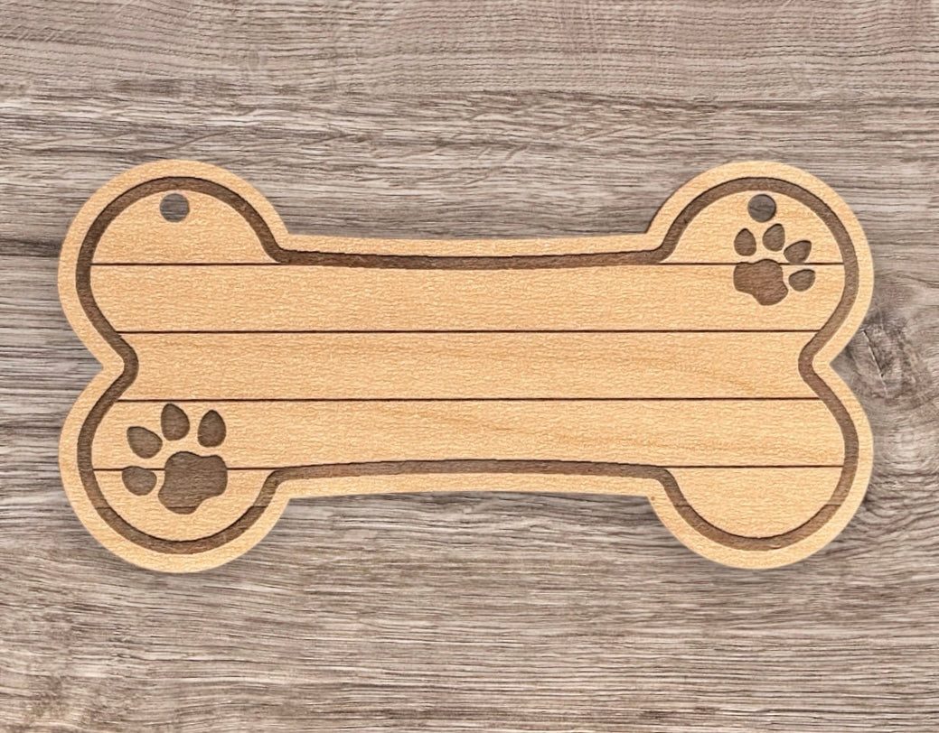 Dog Bone-Shaped Wooden Nameplate TruFlat® Maple