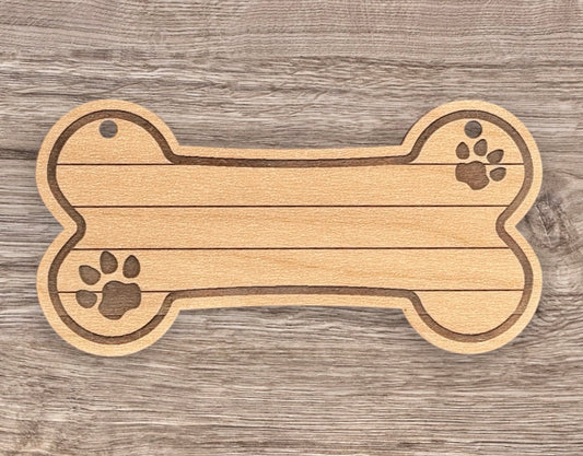 Dog Bone-Shaped Wooden Nameplate TruFlat® Maple