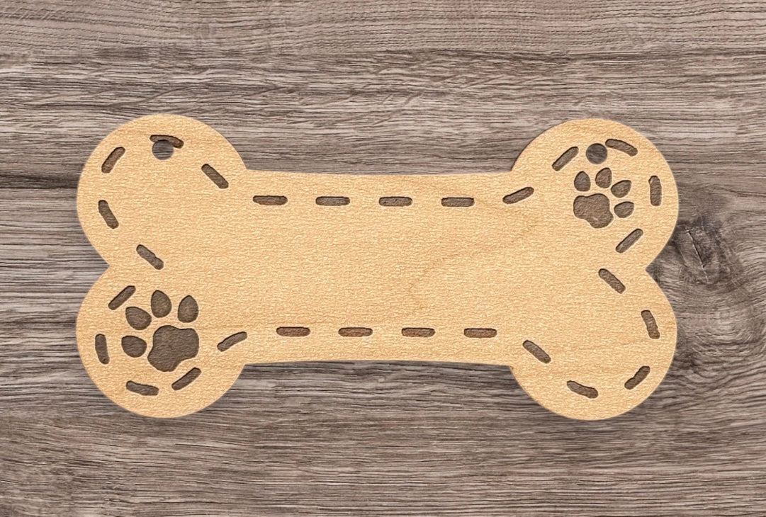 Dog Bone-Shaped Wooden Nameplate TruFlat® Maple