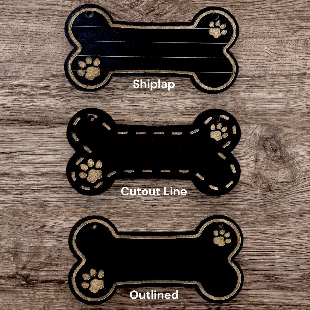 Dog Bone-Shaped Wooden Nameplate TruFlat® Black