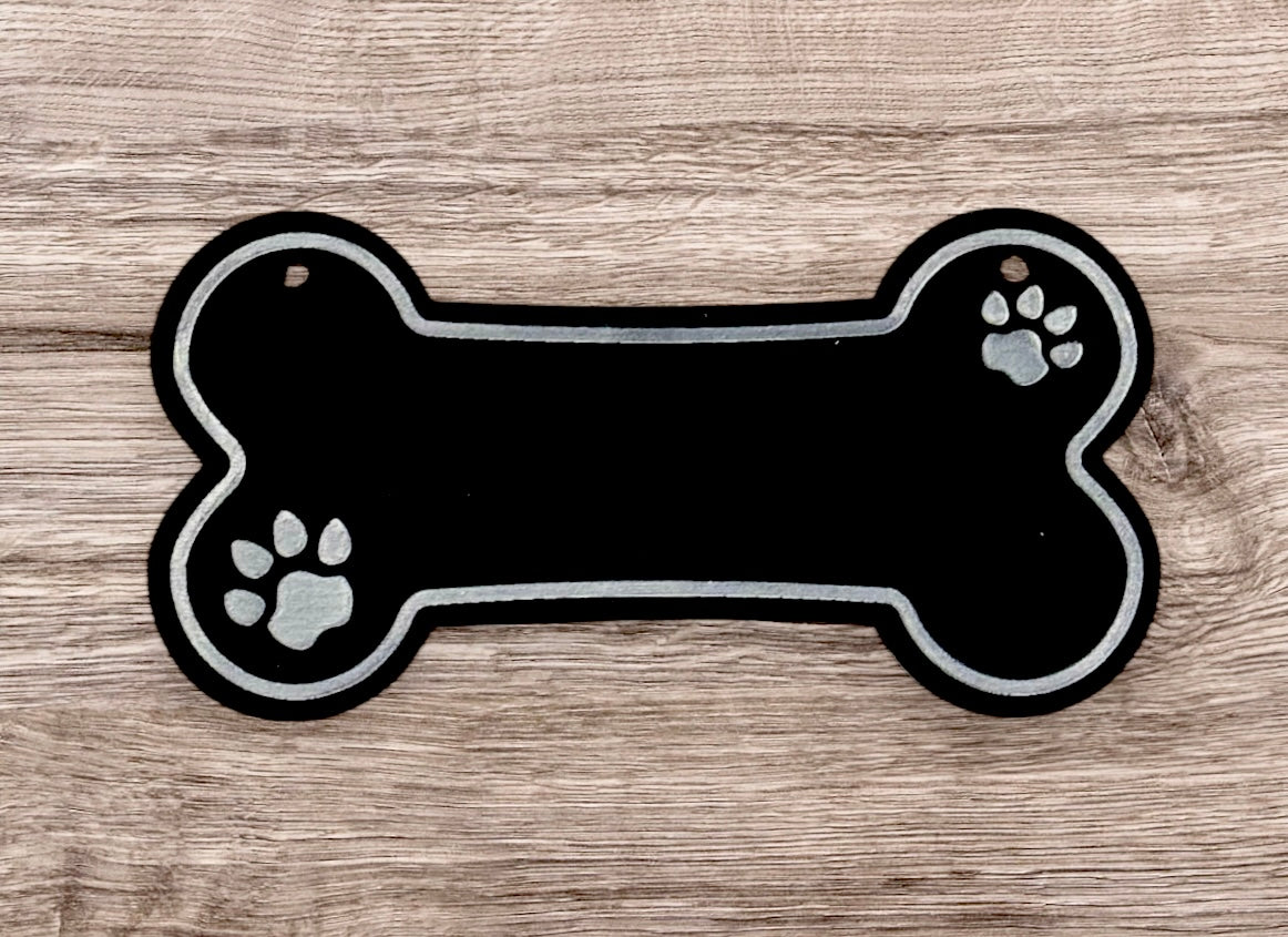 Dog Bone-Shaped Black Acrylic Nameplate