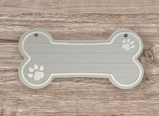 Dog Bone-Shaped Grey Acrylic Nameplate