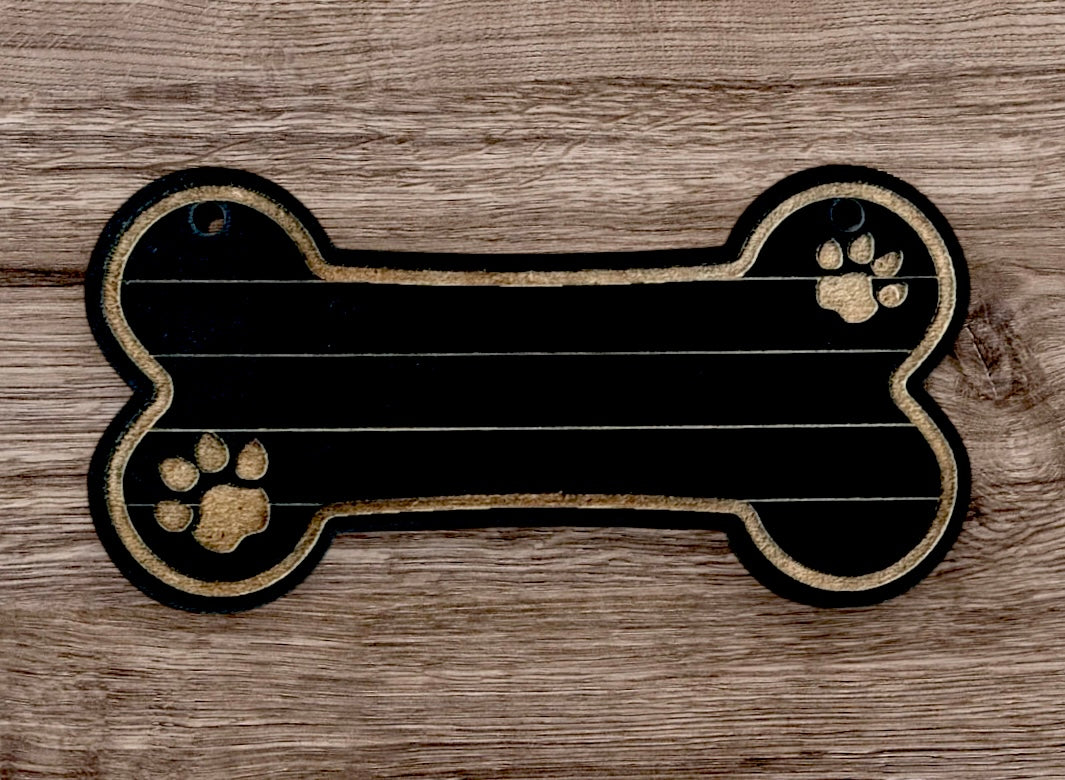 Dog Bone-Shaped Wooden Nameplate TruFlat® Black