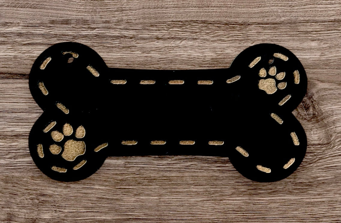 Dog Bone-Shaped Wooden Nameplate TruFlat® Black