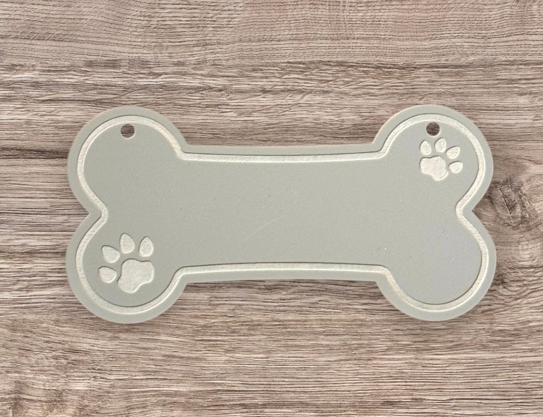 Dog Bone-Shaped Grey Acrylic Nameplate