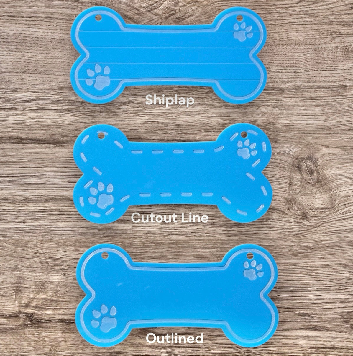 Dog Bone-Shaped Blue Acrylic Nameplate