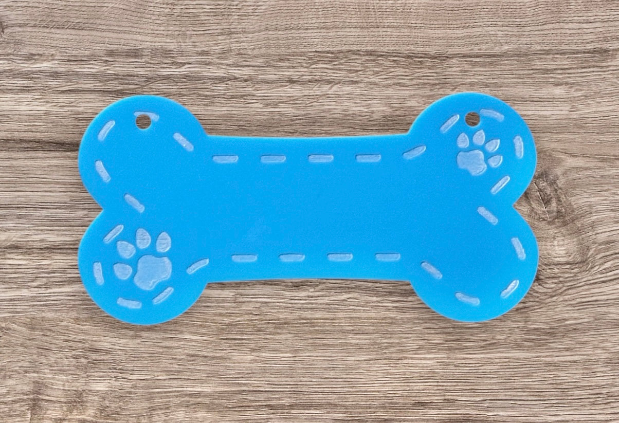 Dog Bone-Shaped Blue Acrylic Nameplate