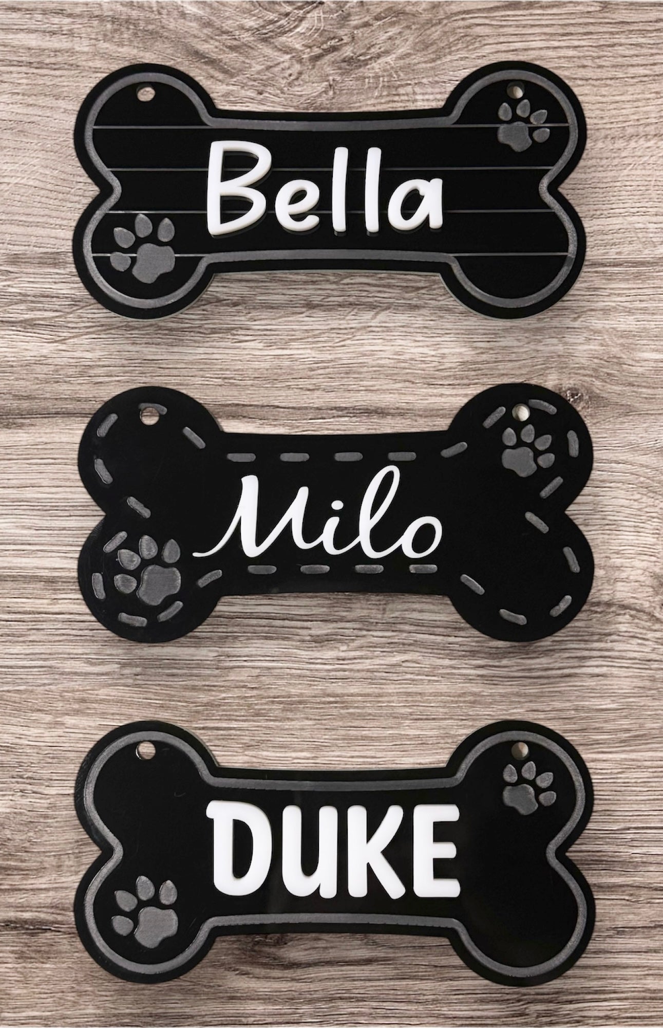 Dog Bone-Shaped Black Acrylic Nameplate