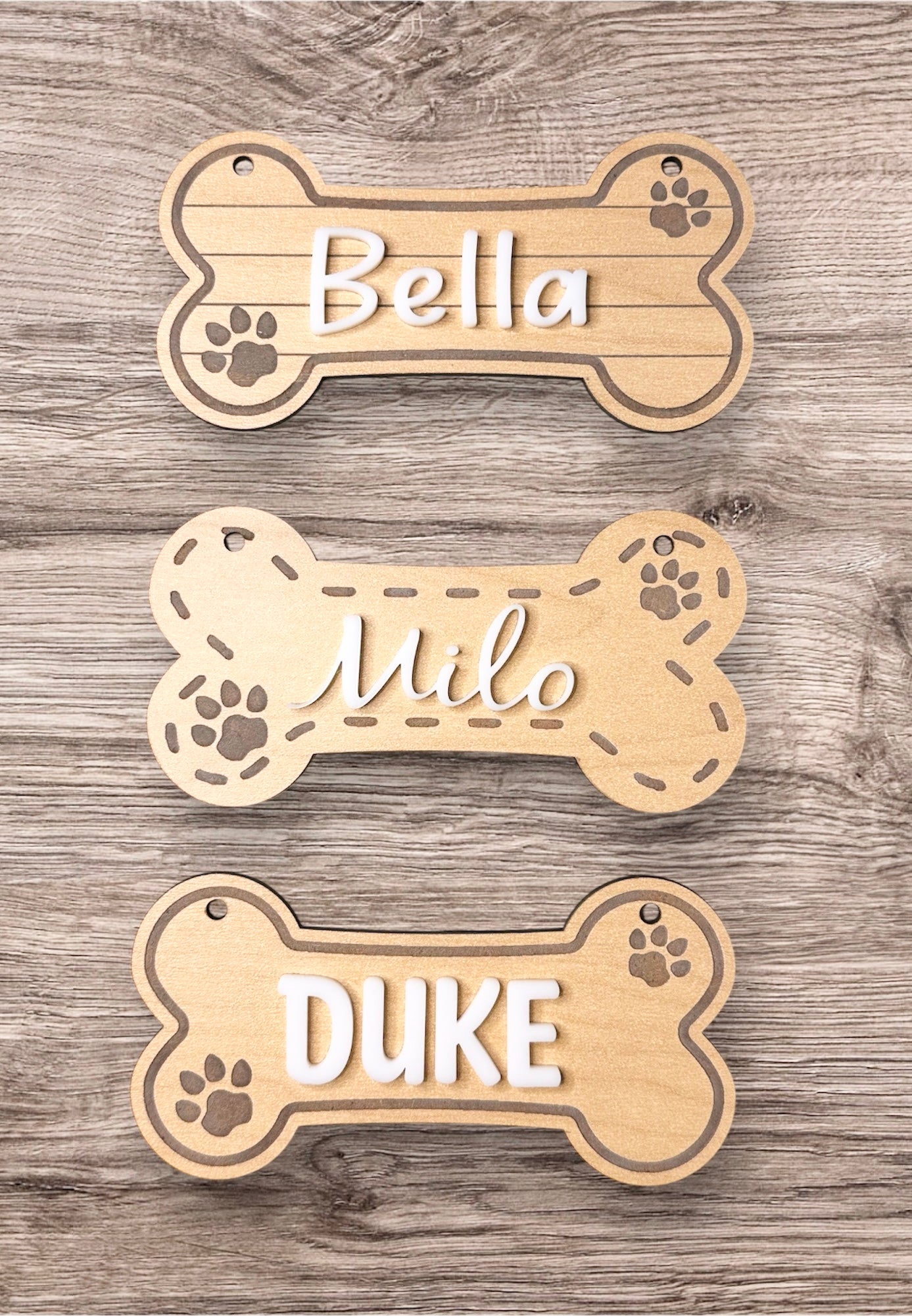 Dog Bone-Shaped Wooden Nameplate TruFlat® Maple