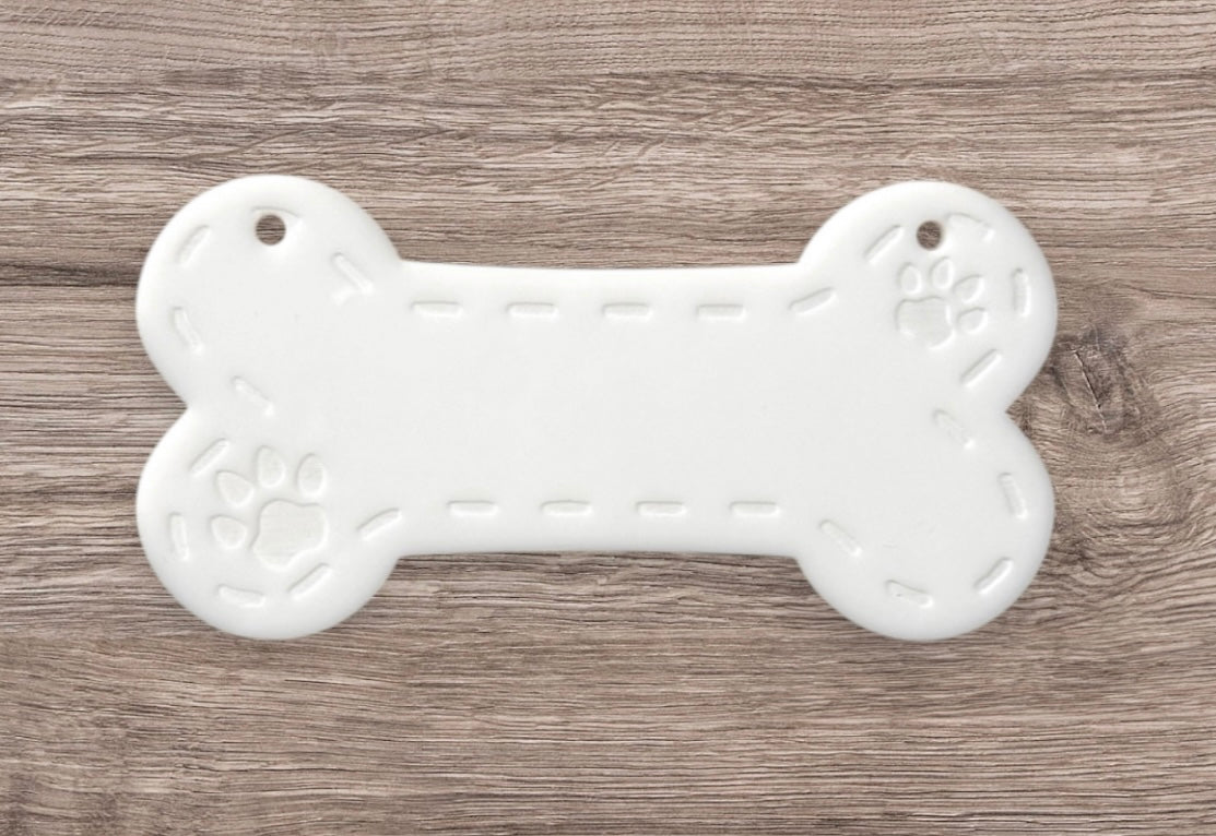 Dog Bone-Shaped White Acrylic Nameplate